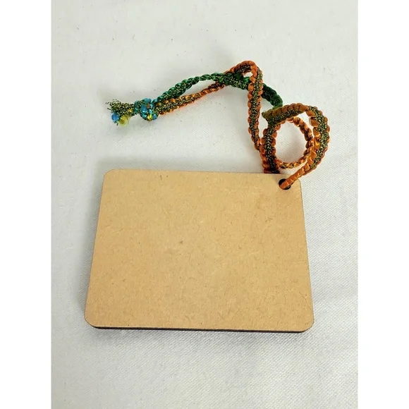 Laurel Burch Colorful Cat Illustration Rectangular Braided Luggage Tag Charm - Picture 3 of 6